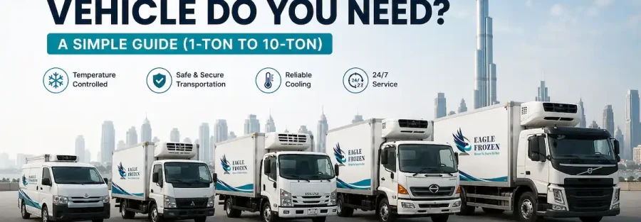 Refrigerated vehicles of different sizes — Eagle Frozen chiller and freezer vans and trucks for hire across the UAE