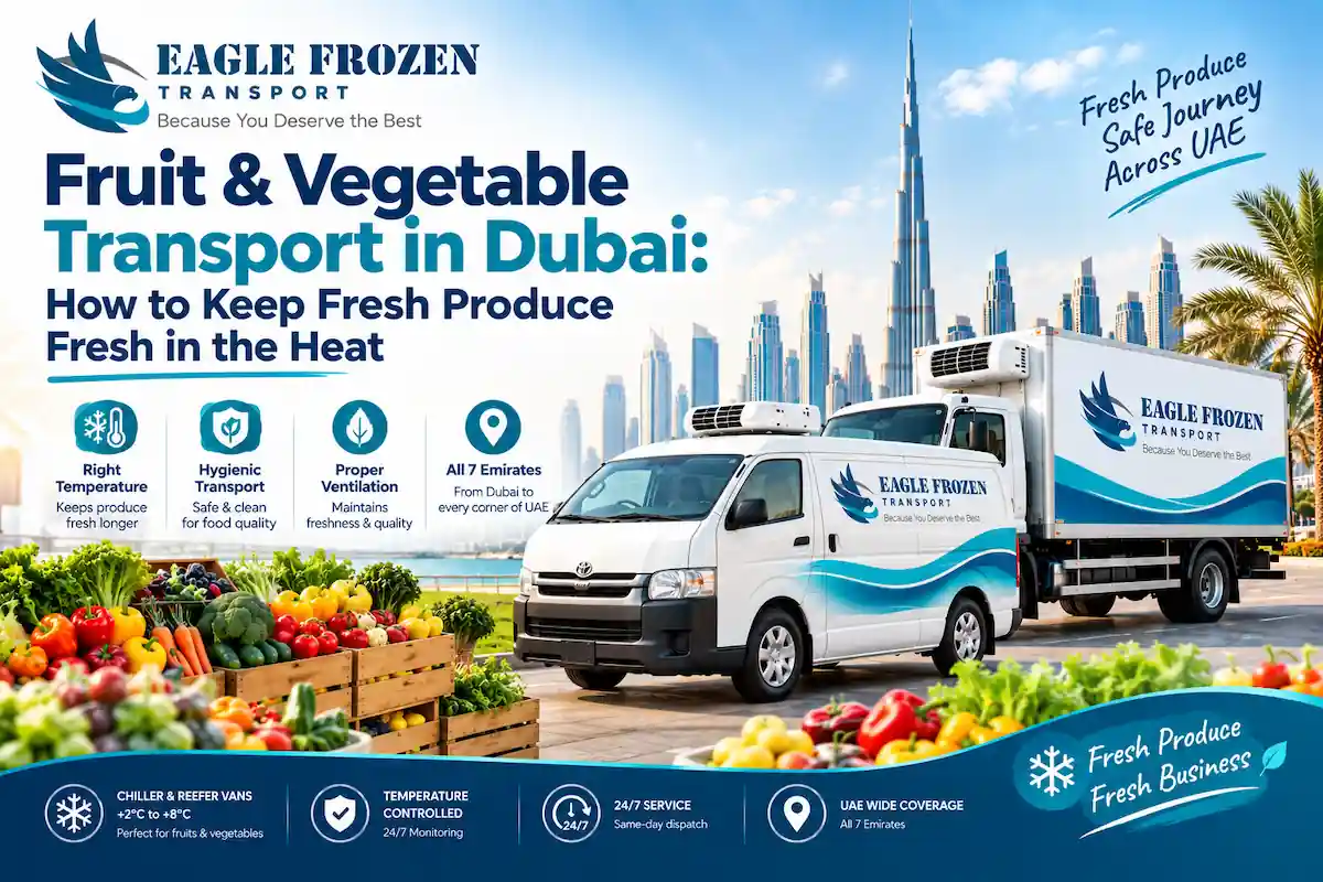 Chiller van loaded with crates of fresh fruit and vegetables for delivery in Dubai